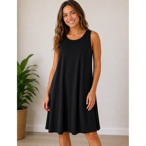 Susan Graver Black Liquid Knit Sleeveless A-Line Dress XLP Petite Tank Dress LBD